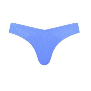 Kulani Kinis Breezy Blue Ribbed Cheeky V Bikini Bottom Size Large NWT